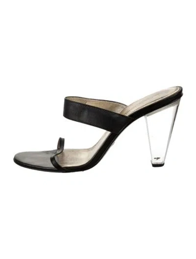 Pre-owned Dolce & Gabbana Leather Slides In Black