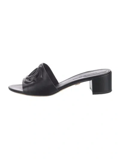 Pre-owned Dolce & Gabbana Leather Slides In Black