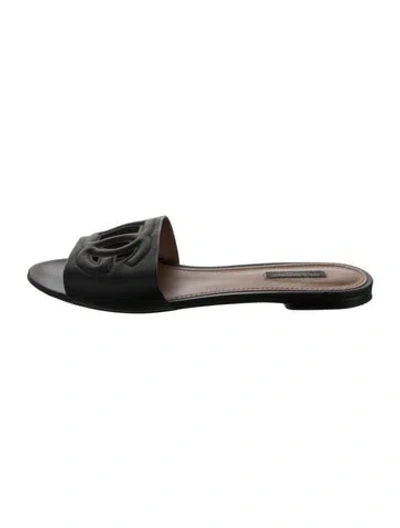 Pre-owned Dolce & Gabbana Leather Slides In Black