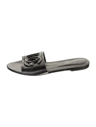Pre-owned Dolce & Gabbana Leather Slides In Black