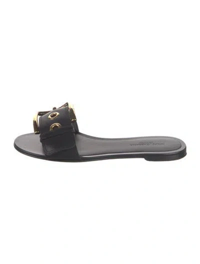 Pre-owned Dolce & Gabbana Leather Slides In Black