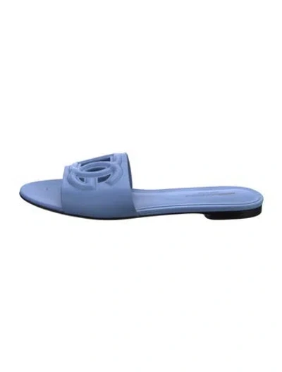 Pre-owned Dolce & Gabbana Leather Slides In Blue