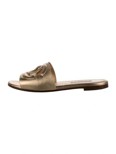 Pre-owned Dolce & Gabbana Leather Slides In Blue