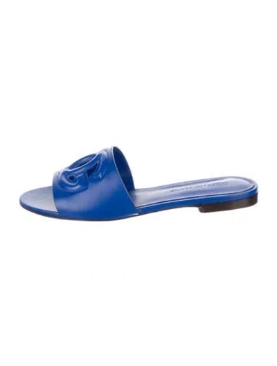 Pre-owned Dolce & Gabbana Leather Slides In Blue