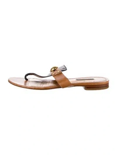 Pre-owned Dolce & Gabbana Leather Slides In Brown