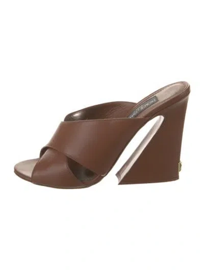 Pre-owned Dolce & Gabbana Leather Slides In Brown