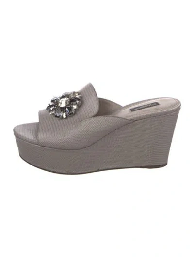 Pre-owned Dolce & Gabbana Leather Slides In Gray