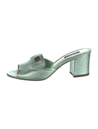 Pre-owned Dolce & Gabbana Leather Slides In Green
