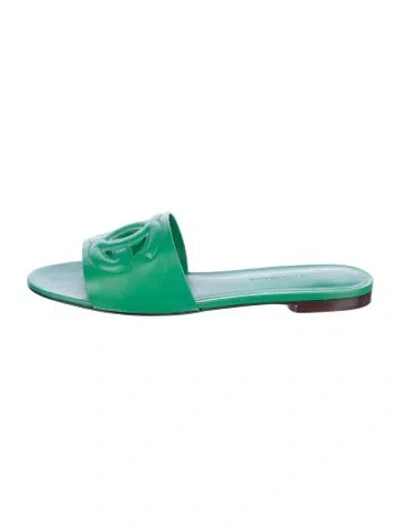 Pre-owned Dolce & Gabbana Leather Slides In Green
