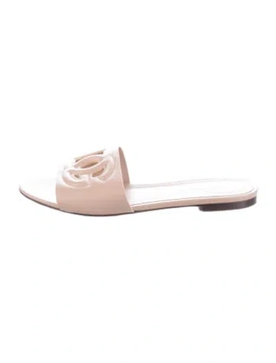 Pre-owned Dolce & Gabbana Leather Slides In Neutral