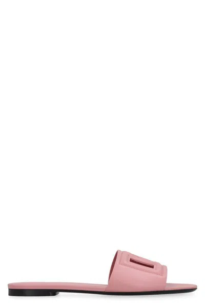 Dolce & Gabbana Leather Slides In Pink