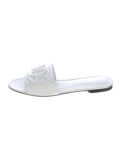 Pre-owned Dolce & Gabbana Leather Slides In Silver