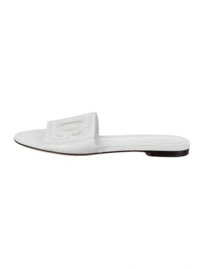 Pre-owned Dolce & Gabbana Leather Slides In White