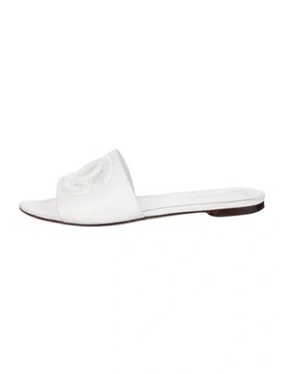 Pre-owned Dolce & Gabbana Leather Slides In White