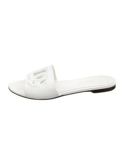 Pre-owned Dolce & Gabbana Leather Slides In White