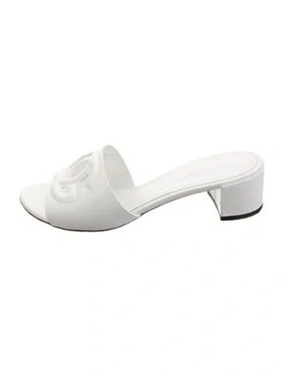 Pre-owned Dolce & Gabbana Leather Slides In White
