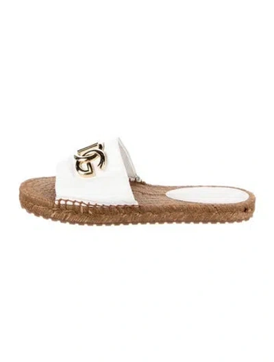 Pre-owned Dolce & Gabbana Leather Slides In White