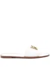 Dolce & Gabbana Dg Medallion Leather Flat Sandals In White