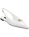 Dolce & Gabbana White Slingback Ballet Flats With Logo Detail In Leather Woman In White