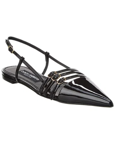 Dolce & Gabbana Leather Slingback Flat In Black