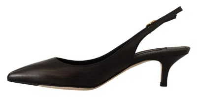 Dolce & Gabbana Leather Slingback Heel In Black