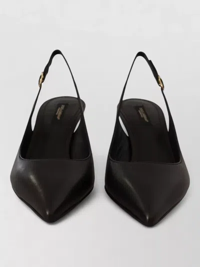 Dolce & Gabbana Leather Slingback Kitten Heel Pumps In Black
