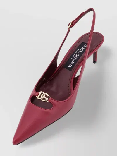DOLCE & GABBANA LEATHER SLINGBACK METAL LOGO