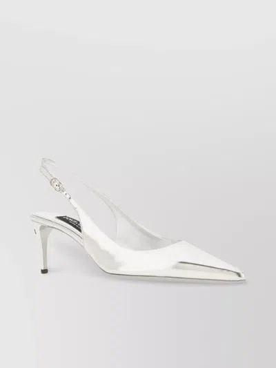 Dolce & Gabbana Leather Slingback Metallic Finish In Multi