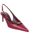 Dolce & Gabbana Bordeaux Slingback Pumps With Medium Stiletto Heel And Logo Plaque On The Front In Patent Leather Wo