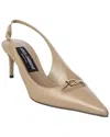 Dolce & Gabbana Leather Slingback Pump In Neutral