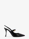 Dolce & Gabbana Pointed Toe Slingbacks With Delicate Ankle Strap In Black