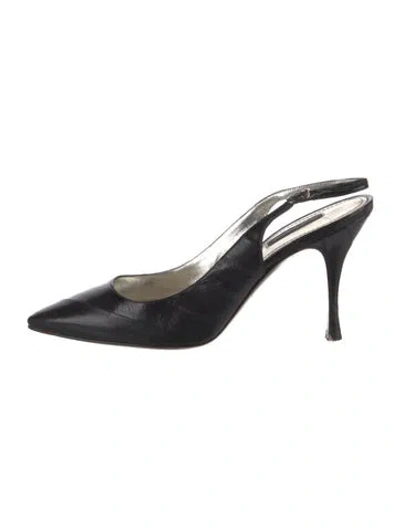 Pre-owned Dolce & Gabbana Leather Slingback Pumps In Black
