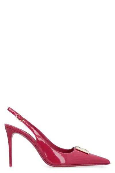 Dolce & Gabbana Polished Calfskin Slingbacks In Cyclamen