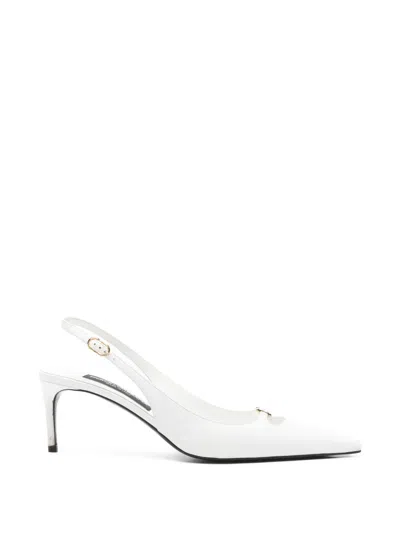 Pre-owned Dolce & Gabbana Leather Slingback Pumps In White