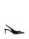 Dolce & Gabbana Leather Slingback Pumps With Logo In Black