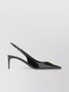 Dolce & Gabbana Leather Slingback With Gold Embellishment And Patent Finish