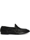 Dolce & Gabbana Intrecciato Moccasins In Black