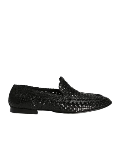 DOLCE & GABBANA DOLCE  GABBANA ROUND TOE WOVEN SLIPPERS