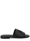 Dolce & Gabbana Black Sandals With Dg Logo Cut-out In Leather Man In Black