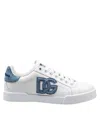 Dolce & Gabbana White Low-top Sneakers With Logo And Blue Tongue In White