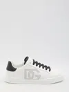 Dolce & Gabbana White And Black Leather Sneakers In White