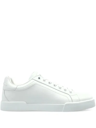 Dolce & Gabbana Leather Sneakers In White
