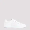 Dolce & Gabbana Portofino Low-top Leather Sneakers With Lateral Monogram In Neutral