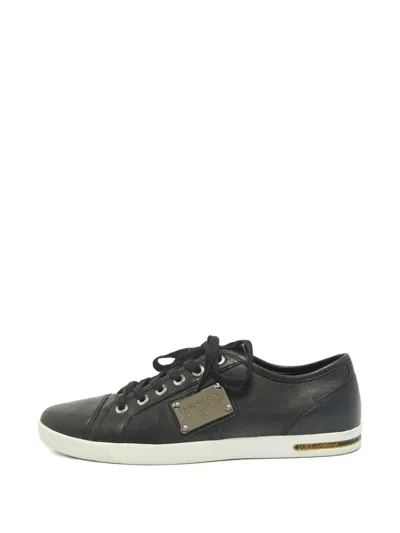 Pre-owned Dolce & Gabbana Leather Sneakers In Black