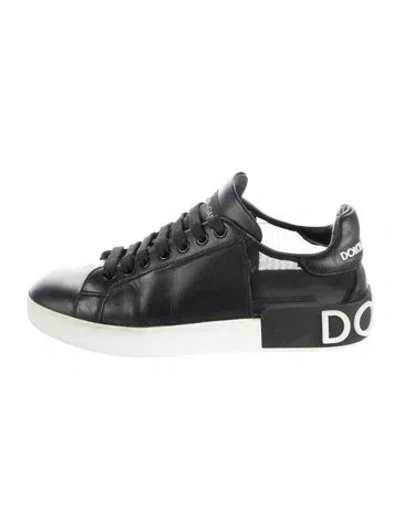 Pre-owned Dolce & Gabbana Leather Sneakers In Black