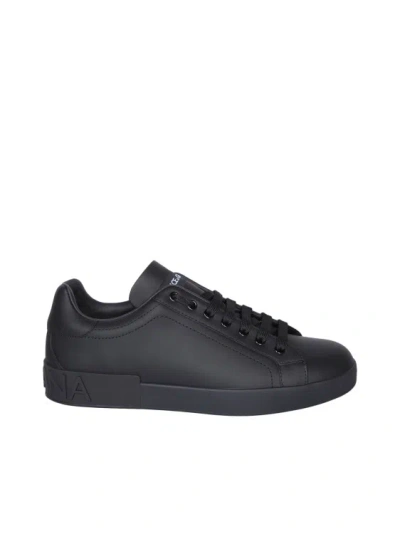 Dolce & Gabbana Leather Sneakers In Black
