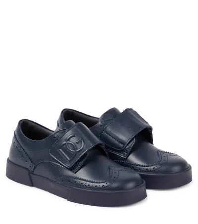 Dolce & Gabbana Kids' Leather Sneakers In Blue