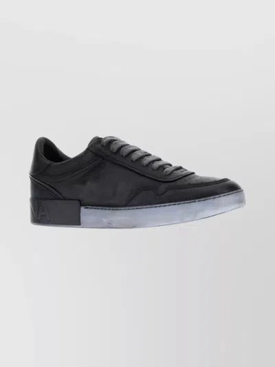 DOLCE & GABBANA LEATHER SNEAKERS FEATURING PERFORATED DETAILING