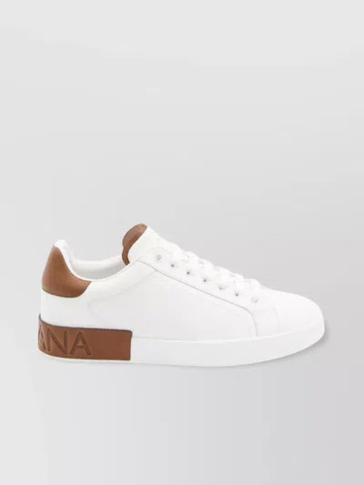 Dolce & Gabbana Leather Sneakers Premium Rubber Sole In White