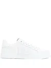 Dolce & Gabbana Women Portofino Low-top Leather Sneakers With Lateral Monogram In White